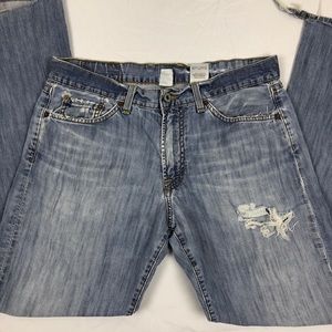 Lucky brand distressed relaxed bootcut jeans